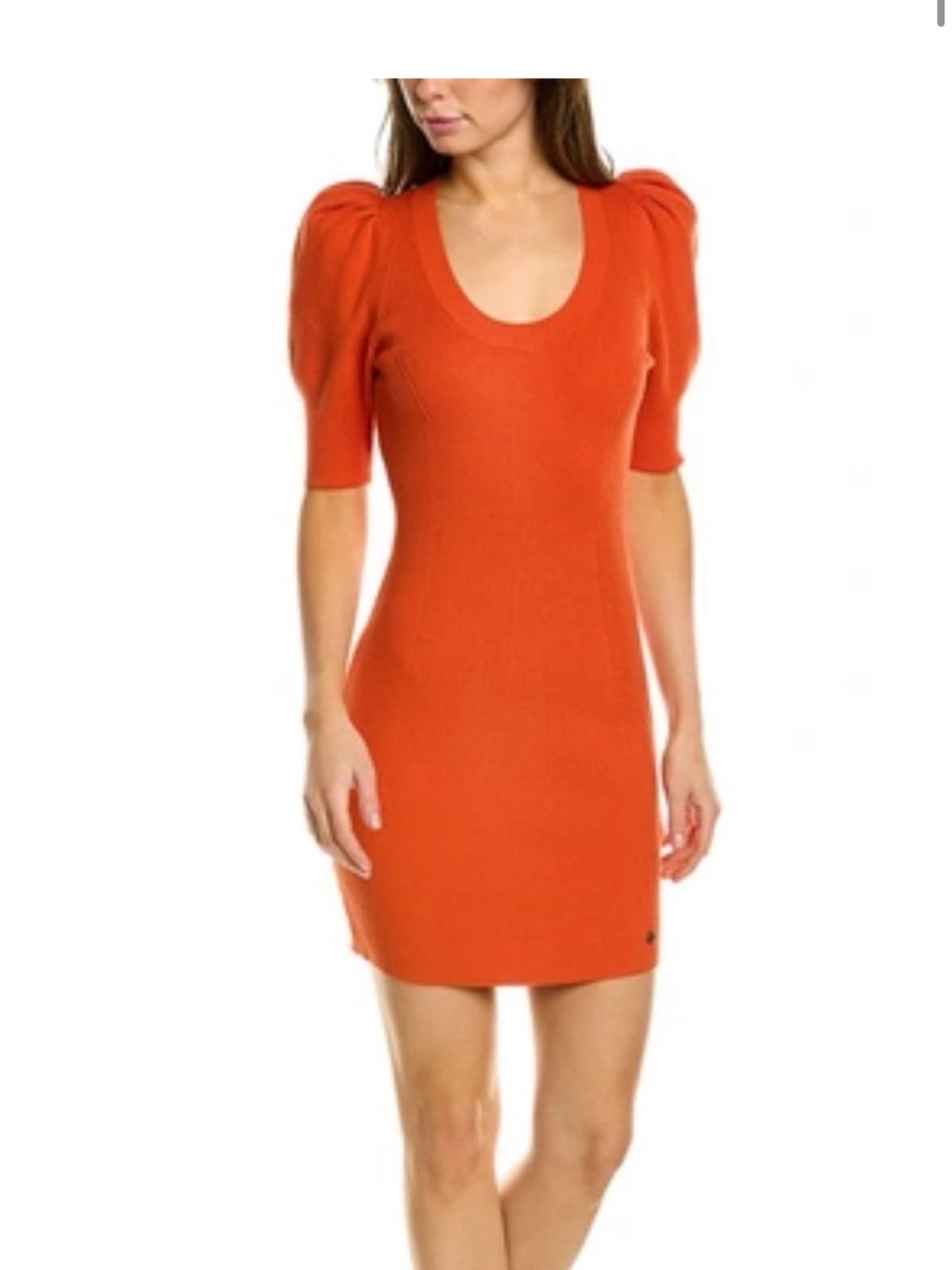 Ted Baker dolra sweater dress Puff Sleeve Midi Orange woman’s size 1 us 4 knit